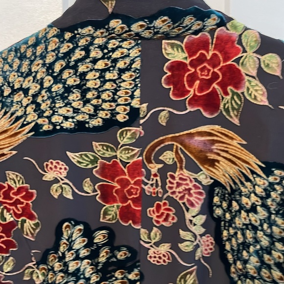 Colourful Vintage blazer/ blouse velour like material sz 6 - Picture 8 of 9